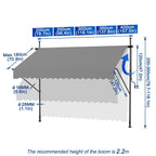 Funda para toldo de balcón con abrazadera, cubierta para toldo de balcón con manivela, sin perforación, altura ajustable para balcón y jardín