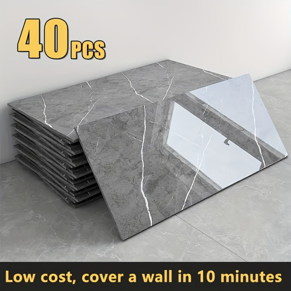 Paneles autoadhesivos efecto mármol 40 piezas | Cocina, baño y renovación del hogar