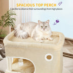 Árbol para Gatos, 203 cm con Plataforma Grande, Cueva Doble, 7 Postes Rascadores Pomponas Reposadería Hamaca Adecuado Para Todo TipodeGato Gris Claro/grisescuro Beige