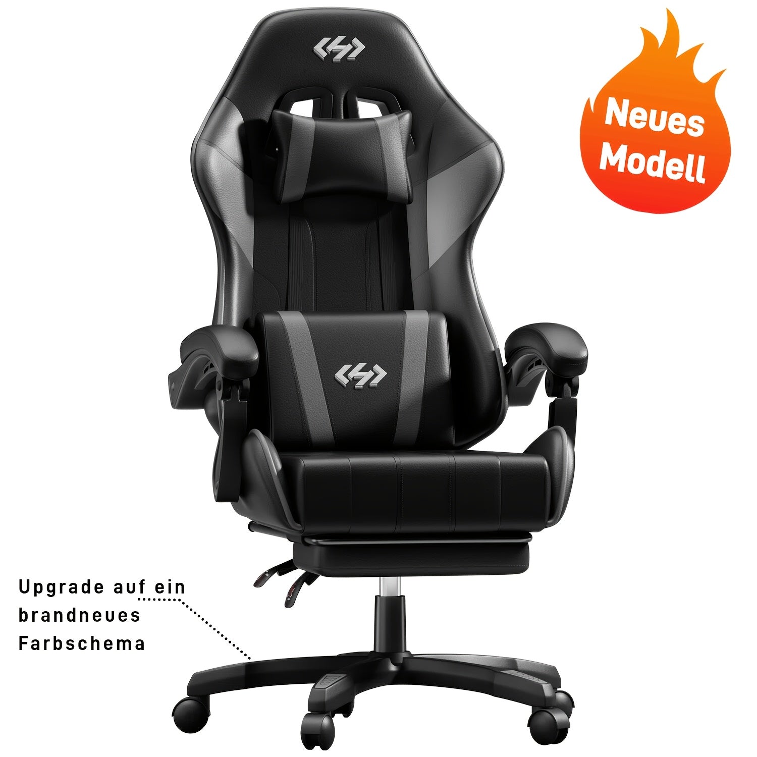 Silla de gaming ergonómica con acolchado de resorte ultrasuave, silla de oficina con reposacabezas y soporte lumbar, ángulo de inclinación y reposapiés ajustables, hecha de piel sintética duradera, regalos para novio