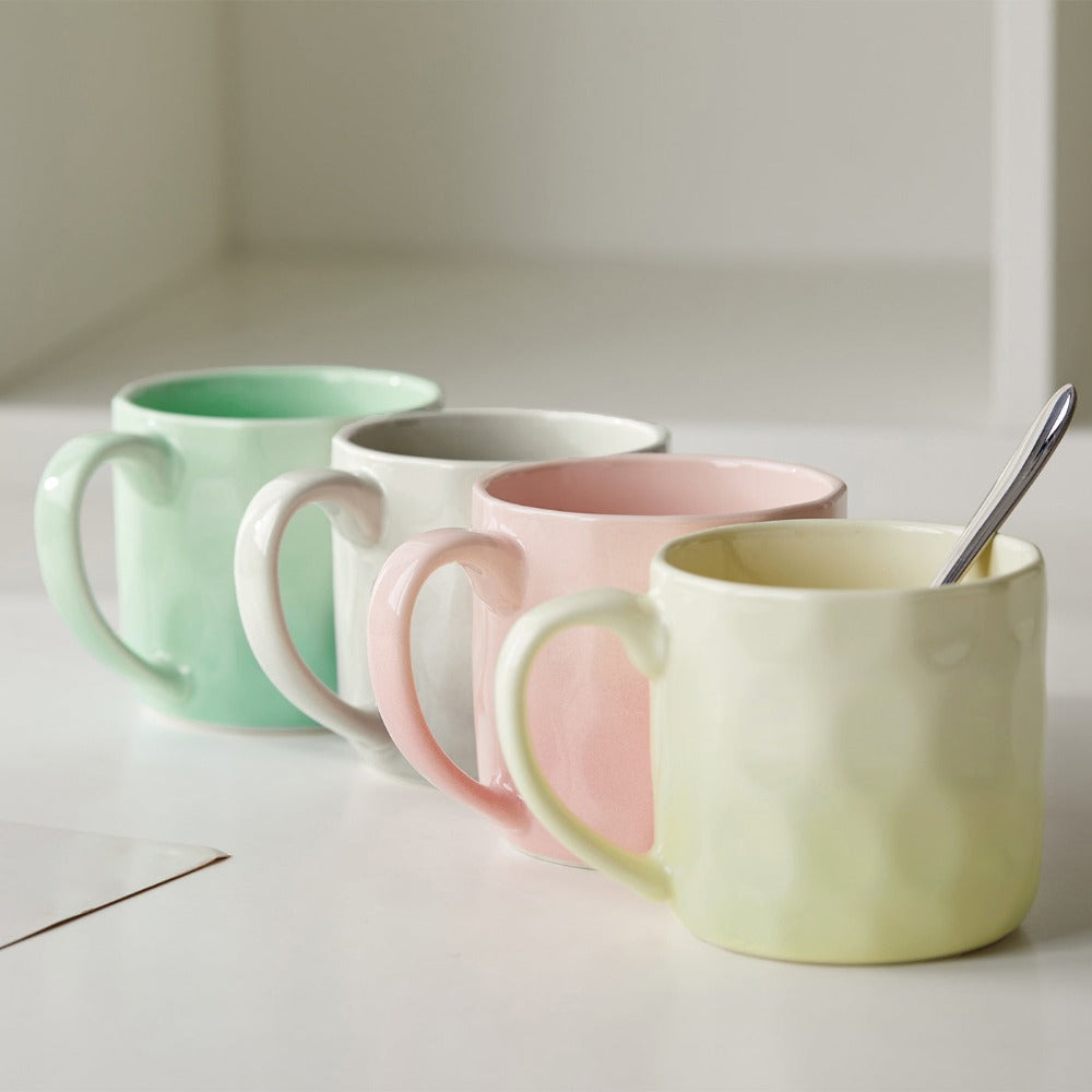 4 piezas, 360 ml, Ø 8,5 cm, juego de vajilla de cerámica, tazas de vidrio, tazas de café, tazas, tazas de té, vasos de jugo, para 4 personas, adecuado para familias, restaurantes, cafeterías, fiestas, cerámica de alta calidad, fácil de limpiar, utensilio