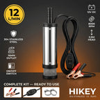 Bomba de transferencia de combustible diésel sumergible de 12V, bomba eléctrica portátil para cambio de aceite de 12L/min con interruptor de encendido/apagado y pinzas de cocodrilo, herramienta de bombeo de acero inoxidable para agua y queroseno para coch