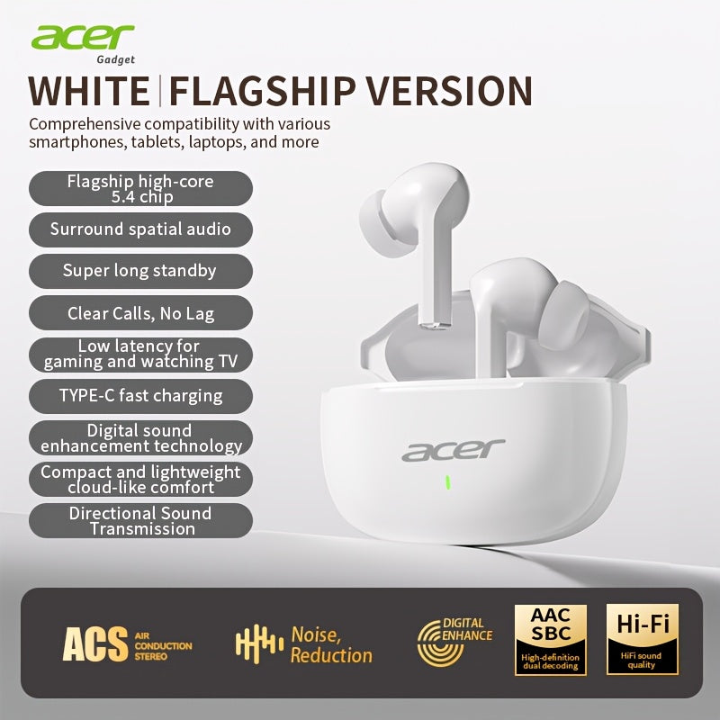 Auriculares Bluetooth | [Producto Oficial Acer] Auriculares Intrauditivos Inalámbricos TWS | Estéreo con Graves Profundos | Baja Latencia para