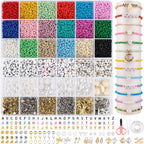6500 piezas de cuentas de 3 mm en 24 colores | ARTREE Conjunto de cuentas de 3 mm para pulseras , incluye cuentas con letras, ideal para hacer pulseras DIY, collares, artesanías y joyas.