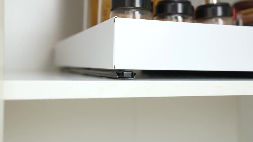 Organizador de Gabinete Extensible con Película Adhesiva, Ancho Ajustable 31cm a 52cm, Cajón Metálico Duradero para Cocina, Despensa y Baño, Mecanismo de Deslizamiento Suave, Fácil Instalación, Oferta Especial Devesanter HOT 2025 - Blanco y