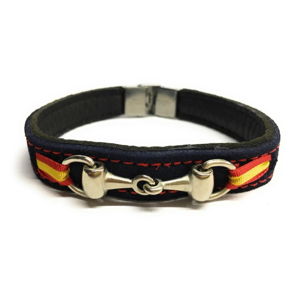 Pulsera De Cuero Figura Estribo y Figura Caballo | Bandera De España | Complementos de Moda Unisex