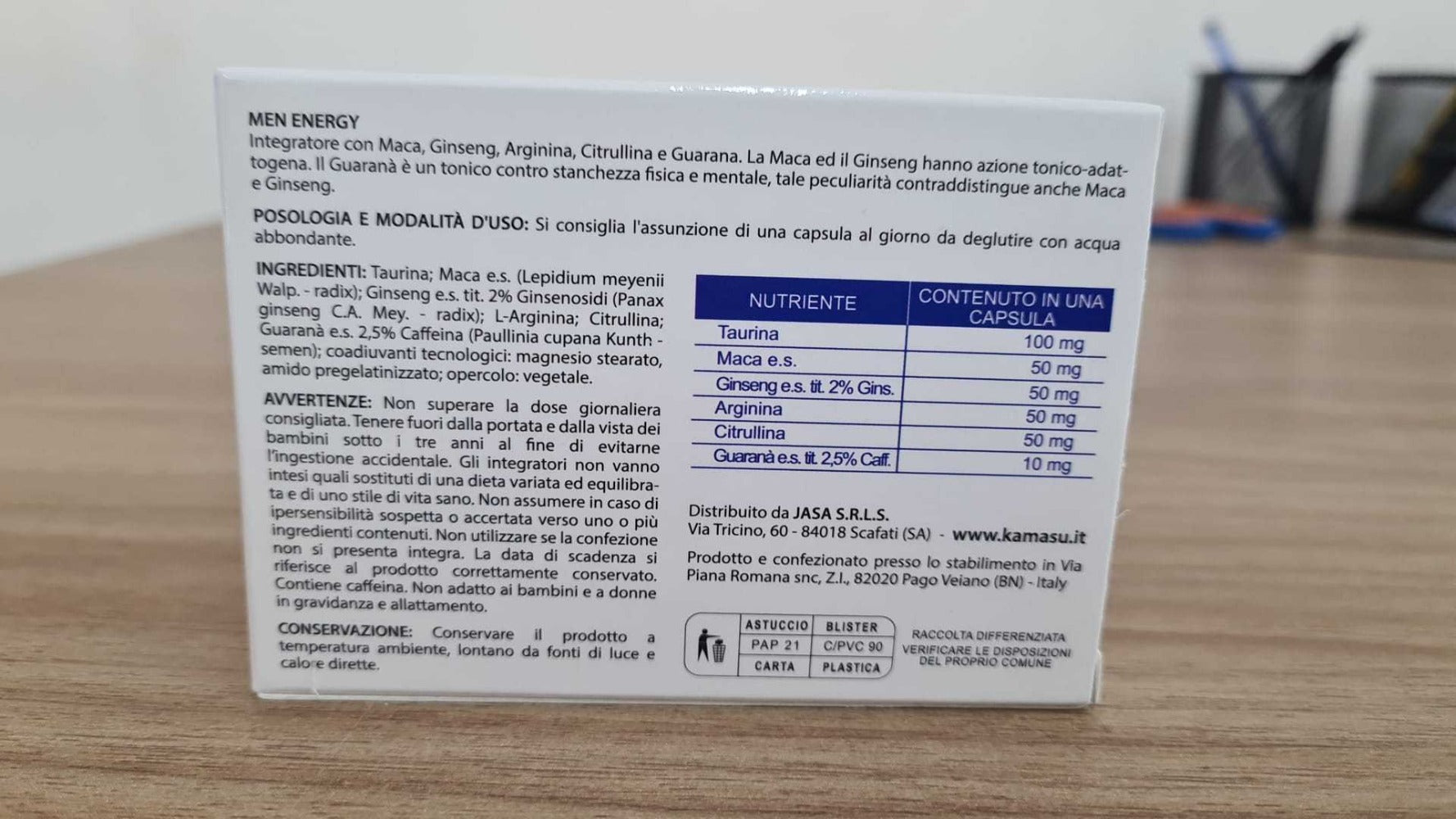 Suplemento Dietético para Hombres con Taurina, Maca Peruana, L-Arginina, L-Citrulina, Ginseng y Guaraná - Envío Rápido desde Almacén Local