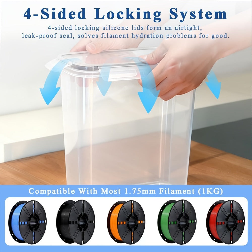 Caja de Almacenamiento de Filamento 4/6-Pack - Contenedor de Filamento para Impresión 3D con Etiqueta y Bolígrafo, 4 Litros (23.5X21.5X8.5 Cm), Caja de Almacenamiento Portátil para Filamento de Impresora 3D, Contenedor de Almacenamiento de Filamento, Dise