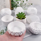 Molde de silicona multi-cámara de 5 piezas para macetas de flores, jarrones y macetas de plantas suculentas - Moldes reutilizables de forma irregular para cemento/epoxi/resina de yeso con diseño de cerámica y portalápices, macetas de arcilla, fácil libera