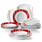 Juego de vajilla de porcelana de 18/30 piezas, servicio combinado, tazas, platillos, platos de postre, platos planos para sopa y platos llanos, servicio de café