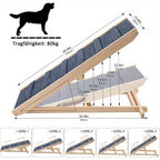 Escaleras y Rampas para Perros Plegables y Ajustables en Altura, Antideslizantes, Capacidad de Carga Hasta 80 kg, Rango de Ajuste de Altura de 30 cm a 60 cm