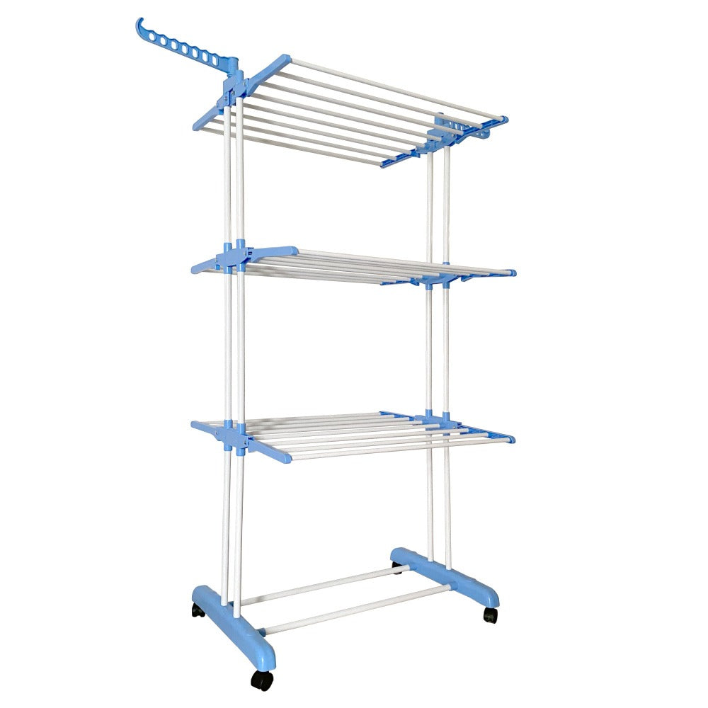 Tendedero Ropa Plegable Vertical XXL Nyana Home Ruedas Pivotantes 360º Multifuncional 4 Niveles y Alas Plegables Hasta 20 Metros de Secado Secadora de Ropa Tendedero de Ropa Tendal Exteriores Interiores Alas Laterales Plegables