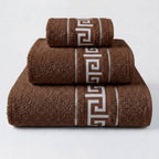 Juego de Toallas de Algodón 100% (3 Piezas) - Incluye Toalla de Tocador, Lavabo y Ducha | Tacto Suave, Ultra Absorbentes con Diseño Elegante de Lunares | Set Premium para Baño