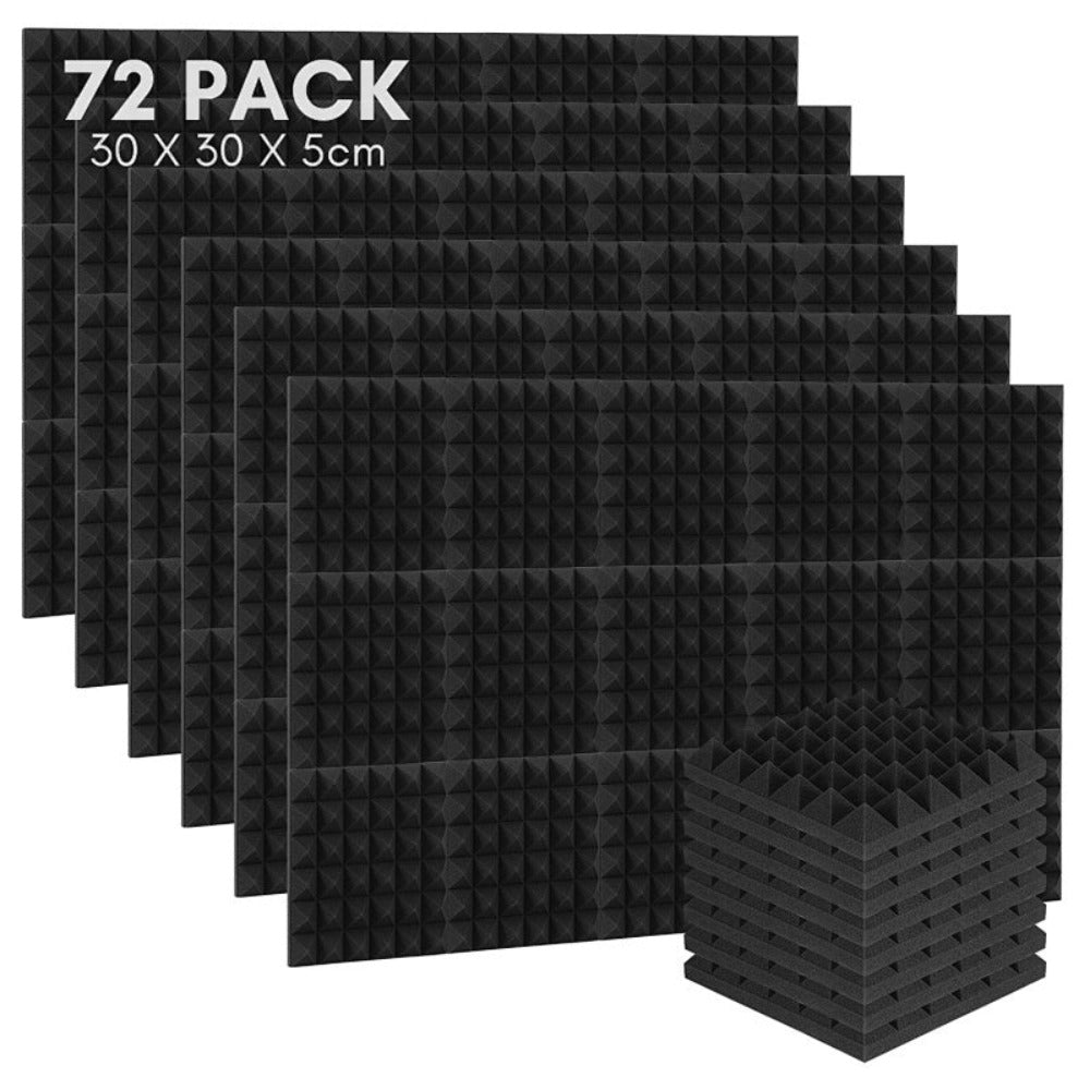 24/48/72 piezas Paneles Acústicos, 30x30x2.5 cm, Espuma 3D para Aislamiento Acústico, Paneles de Espuma Autoadhesivos para Absorción de Sonido, Reducción de Eco en Hogar, Oficina, Estudio de Podcast, Espuma para Aislamiento Acústico