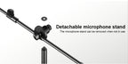 Soporte de Micrófono Profesional Aokeo con Trípode Ajustable, Soporte para Tableta y Bolsa de Transporte - Construcción de Hierro Negro, Conector XLR, Ideal para Actuaciones, Canto y Discursos, Equipo de Audio Profesional | Soporte de Micrófono Ajustable