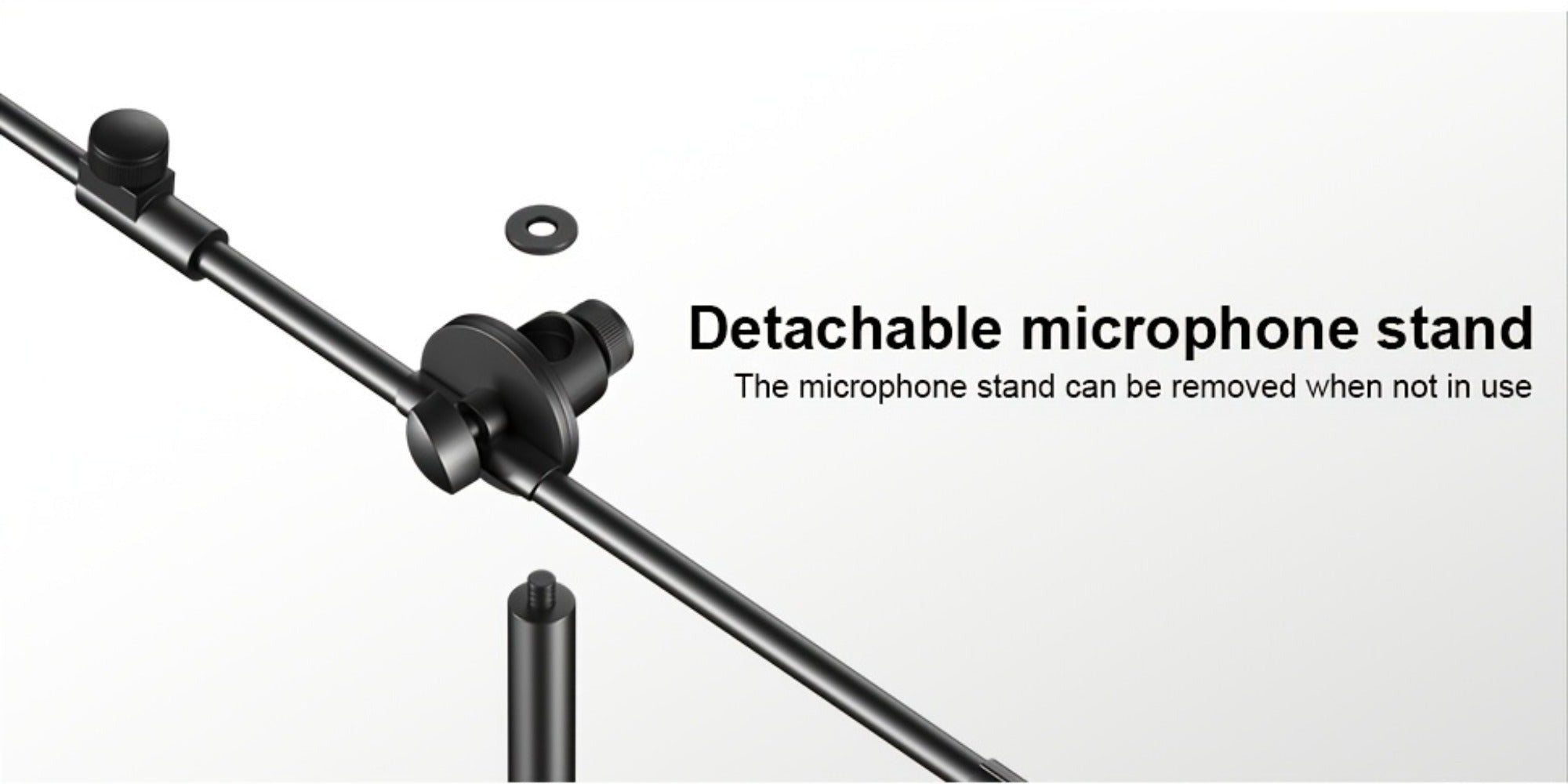 Soporte de Micrófono Profesional Aokeo con Trípode Ajustable, Soporte para Tableta y Bolsa de Transporte - Construcción de Hierro Negro, Conector XLR, Ideal para Actuaciones, Canto y Discursos, Equipo de Audio Profesional | Soporte de Micrófono Ajustable