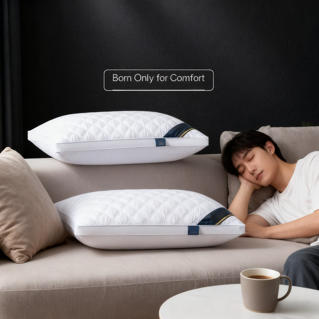 Juego de 2 almohadas de cama de calidad hotelera – Almohadas de apoyo suaves y respetuosas con la piel con alta resiliencia, comodidad transpirable para quienes duermen de lado, boca arriba y boca abajo, almohadas de cama para toda estación, acogedor rega
