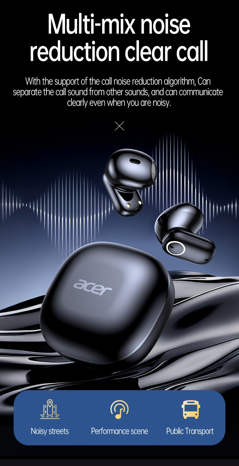 Auriculares Bluetooth | [Acer Modelo Nuevo 2026] Auriculares Inalámbricos TWS, Estéreo con Graves Potentes + Reducción de Ruido en Llamadas