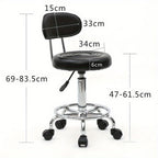 Taburete de salón redondo con ruedas y respaldo, taburete giratorio de salón de altura ajustable con ruedas y asiento suave para spa, salón de dibujo, tatuaje