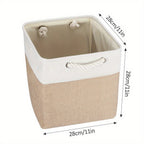 Organizador Plegable 3x con Asas Cesta de Almacenamiento de Tela para Estantes, Armarios y Alacenas Duradero y Ligero Organización del Hogar Color Caqui