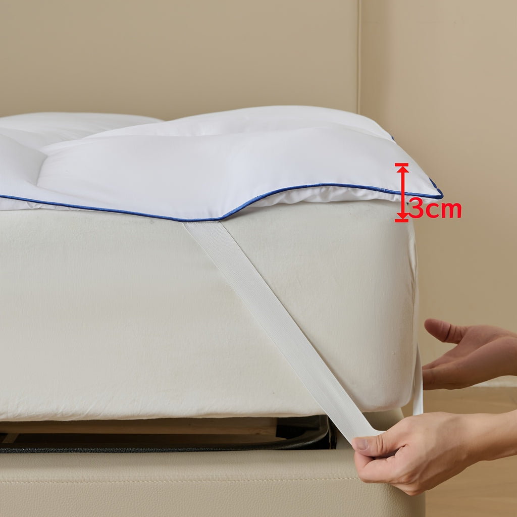 Topper de colchón de calidad hotelera, patrón acolchado único, suave y cómodo, apto para todas las estaciones, relleno de fibra rica de 800 GSM, lavable a máquina, práctico para guardar.