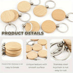 100 Llaveros de Madera Natural | Llaveros en Blanco Grabados con Anillos de Metal, Material de Madera Artesanal Color Caqui Clásico, Ideal para Regalos de Pascua, Día de San Valentín, Día de la Independencia, Carnaval, Llaveros Lindos, Diseño Fácil, Super