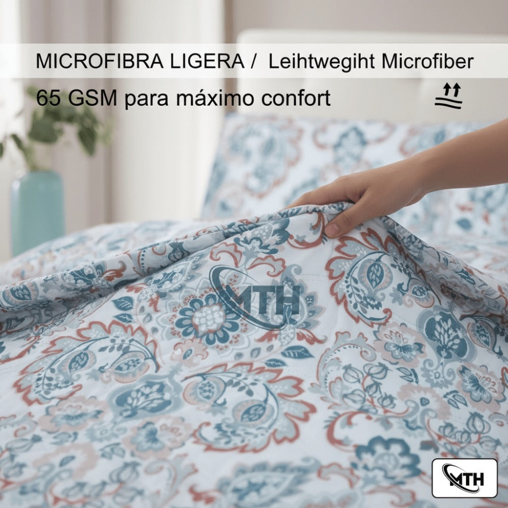 Edredón Ligero Estampado de Verano, Colcha Pinsonic de Microfibra Reversible Bouti, Cubrecama Moderno con Patrón en Relieve Transpirable para Todas las Estaciones, Decoración de Dormitorio para Primavera y Verano (Sin Fundas de Almohada) para Todas las Ta