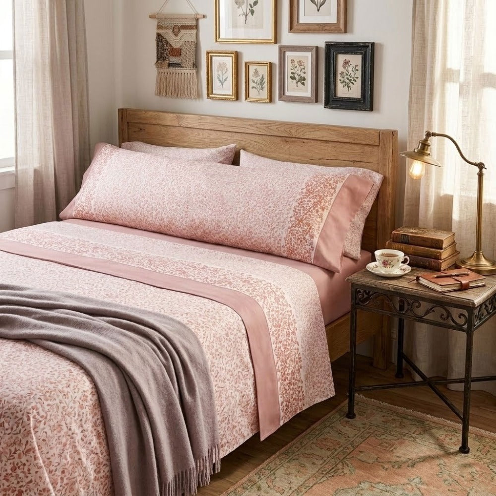 Juego de ropa de cama (Sábana ajustable, Cubrecama, Funda de almohada) | Juego de sábanas estampadas de 3 piezas | Primavera/Verano | Múltiples estilos | Tejido suave | 180cm - Múltiples tamaños disponibles