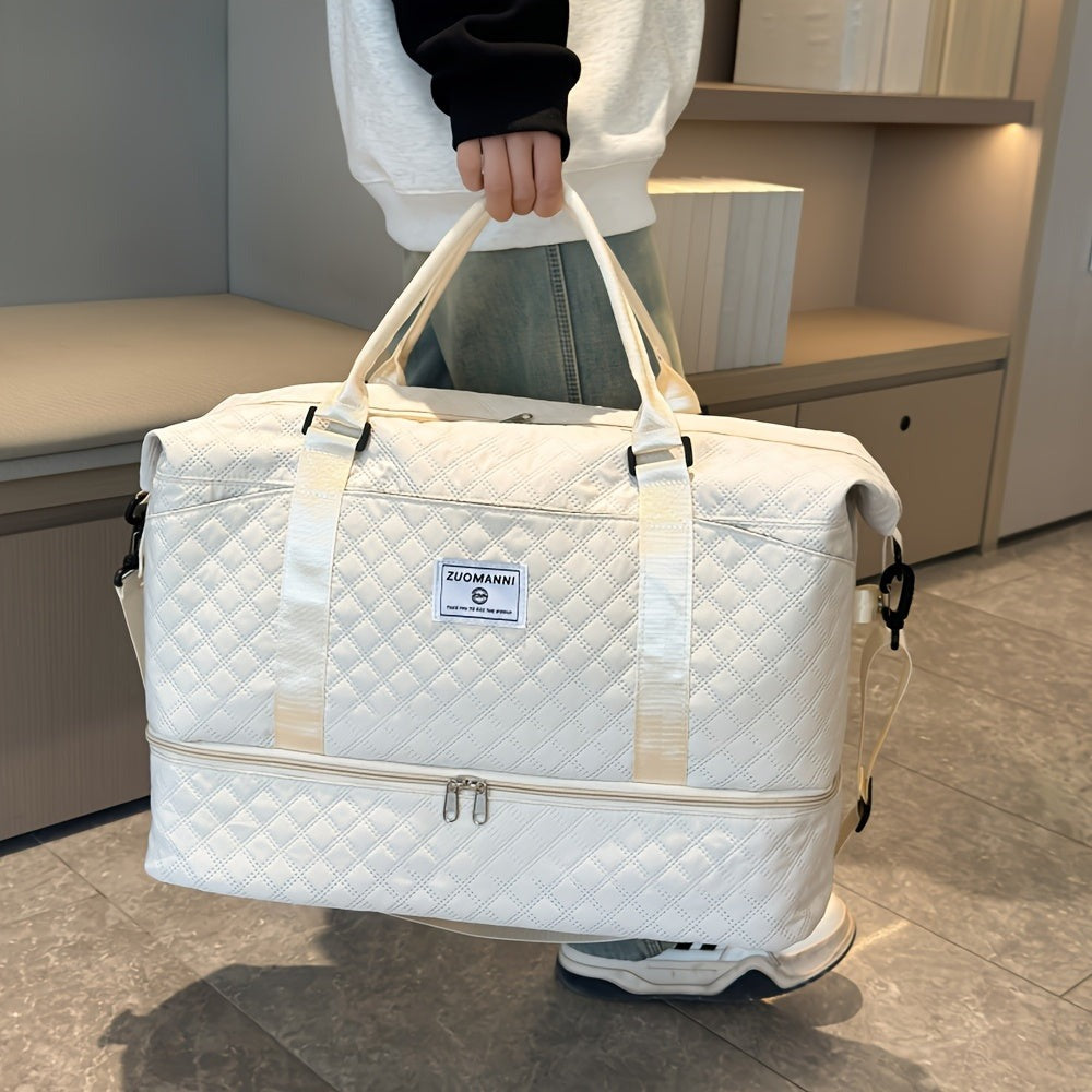 Juego de Bolsos para Mujer: Combinación de Bolso de Viaje y de Gimnasio de Gran Capacidad, Bolso con Estampado de Letras, Regalo de San Valentín, Bolso de Equipaje Multifuncional, Bolso de Mano Cosido para Viajes de Corta y Larga Distancia, Compartimento