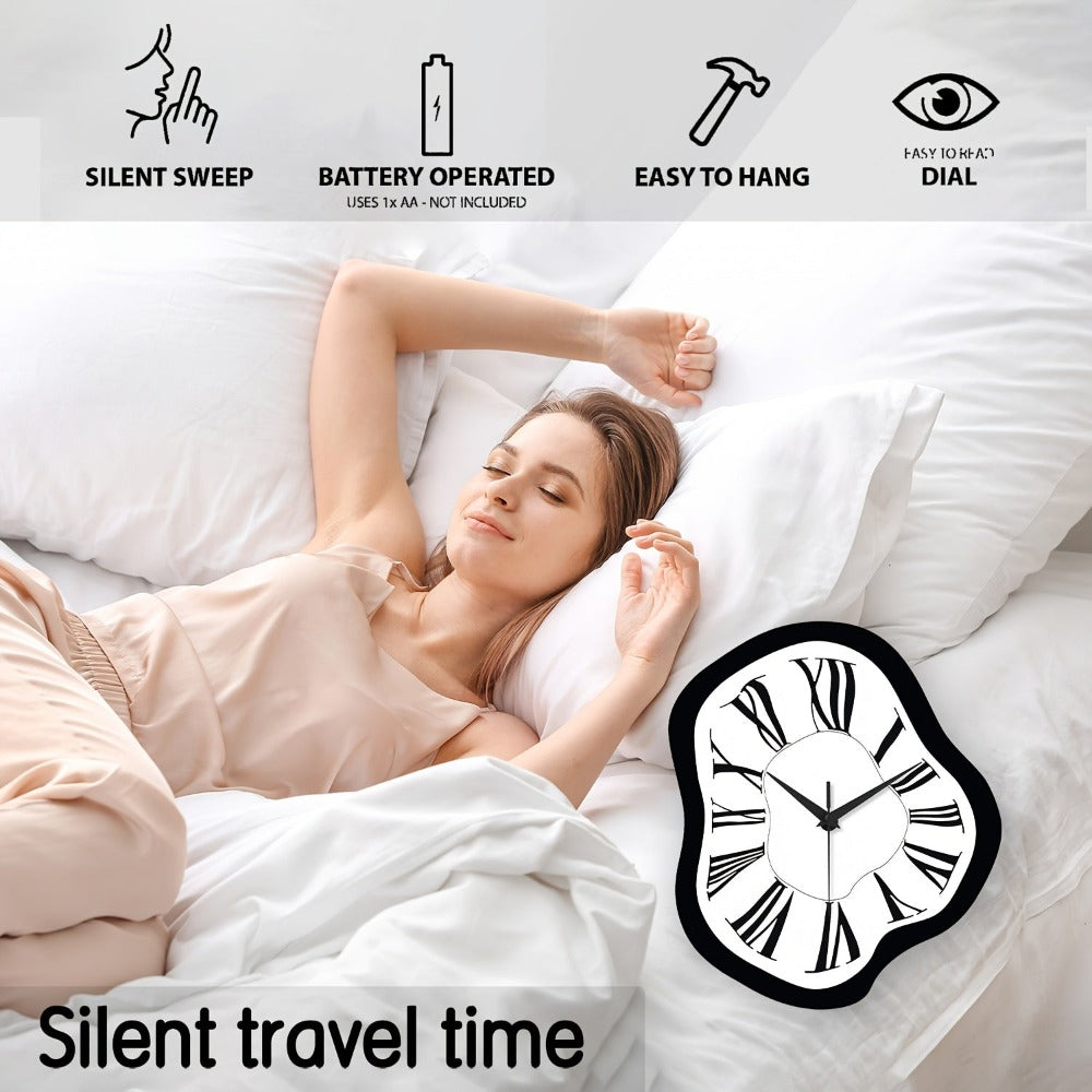 Reloj de pared moderno abstracto de madera derretida - Diseño contemporáneo en blanco y , reloj de cuarzo silencioso irregular de 30.48-40.64 cm a pilas para sala de estar, oficina, dormitorio, decoración de galería - Regalo ideal de decoración moderna pa