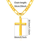 Collar con colgante para hombre de plata 925, cadena Figaro minimalista chapada en oro de 18K con colgante de cruz 3D, regalo perfecto para él, regalo para el Día del Padre, en caja de regalo