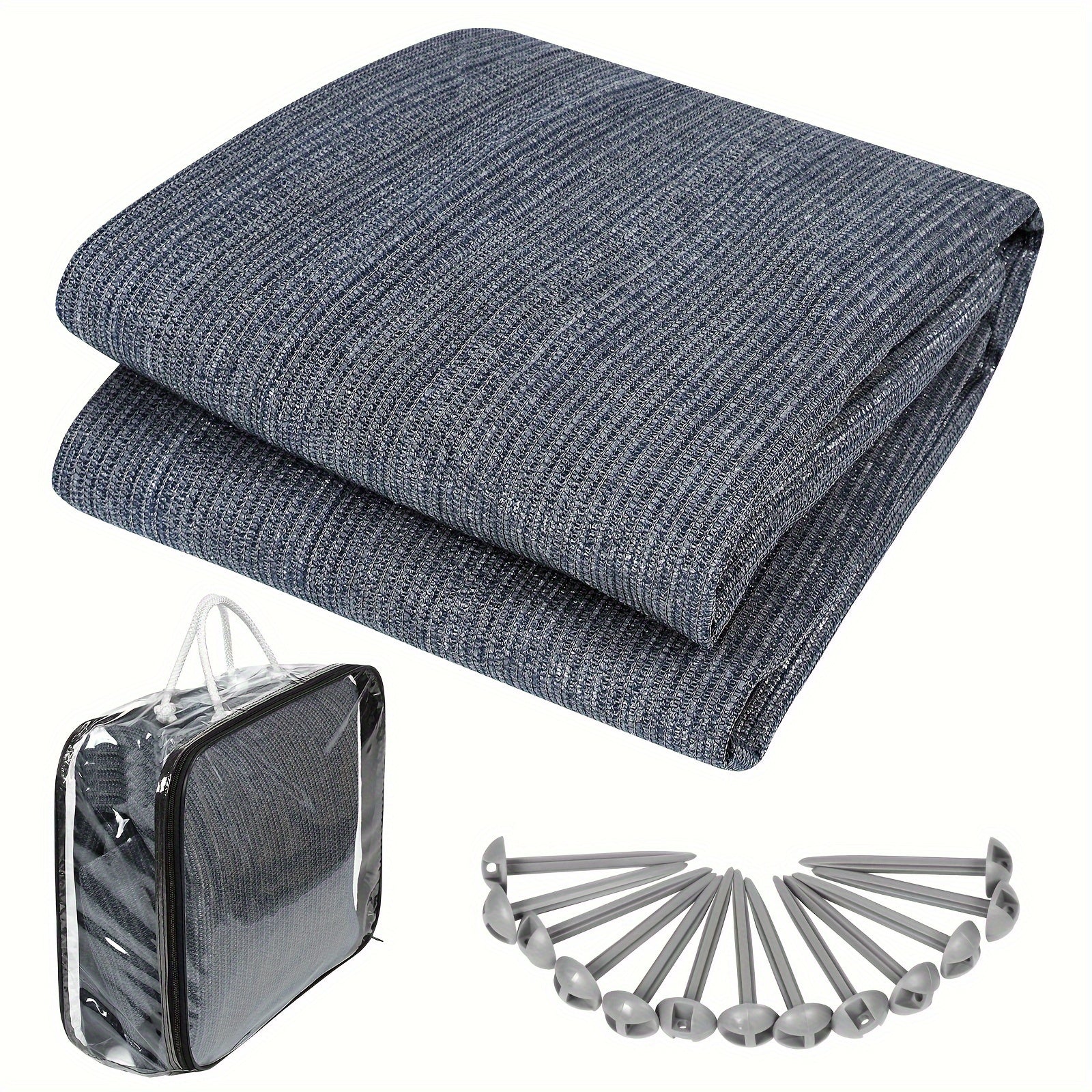 Alfombra para toldo antideslizante, alfombra de camping para exteriores, varios tamaños, suelo para tienda de campaña para caravana/motorhome con bolsa de transporte, orificios de fijación y clavijas (Gris Azul)
