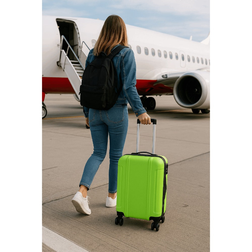 Maleta Avión Equipaje de Mano Viaje Cabina Trolley ABS Rígida 4 Ruedas Maleta de cabina rigida con asa telescopica 55x35x20CM