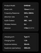 Auriculares Bluetooth | Acer Ohr Auriculares inalámbricos de 13.92 metros Anc Call con reducción de ruido, graves potentes, sonido estéreo