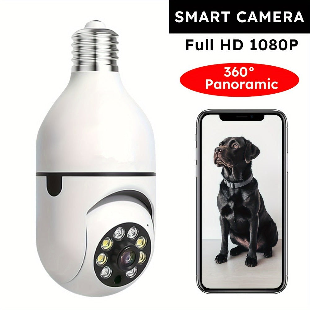 1pc Cámara de Seguridad 1080P HD Ease Life APP, Cámara Exterior Resistente a la Intemperie, Cámara Inalámbrica Wifi con Bombilla de 2.4Ghz, Enchufe de Luz E27 de 360°, Visión Nocturna a Todo Color, Detección de Movimiento, Vigilancia Doméstica, Regalo de