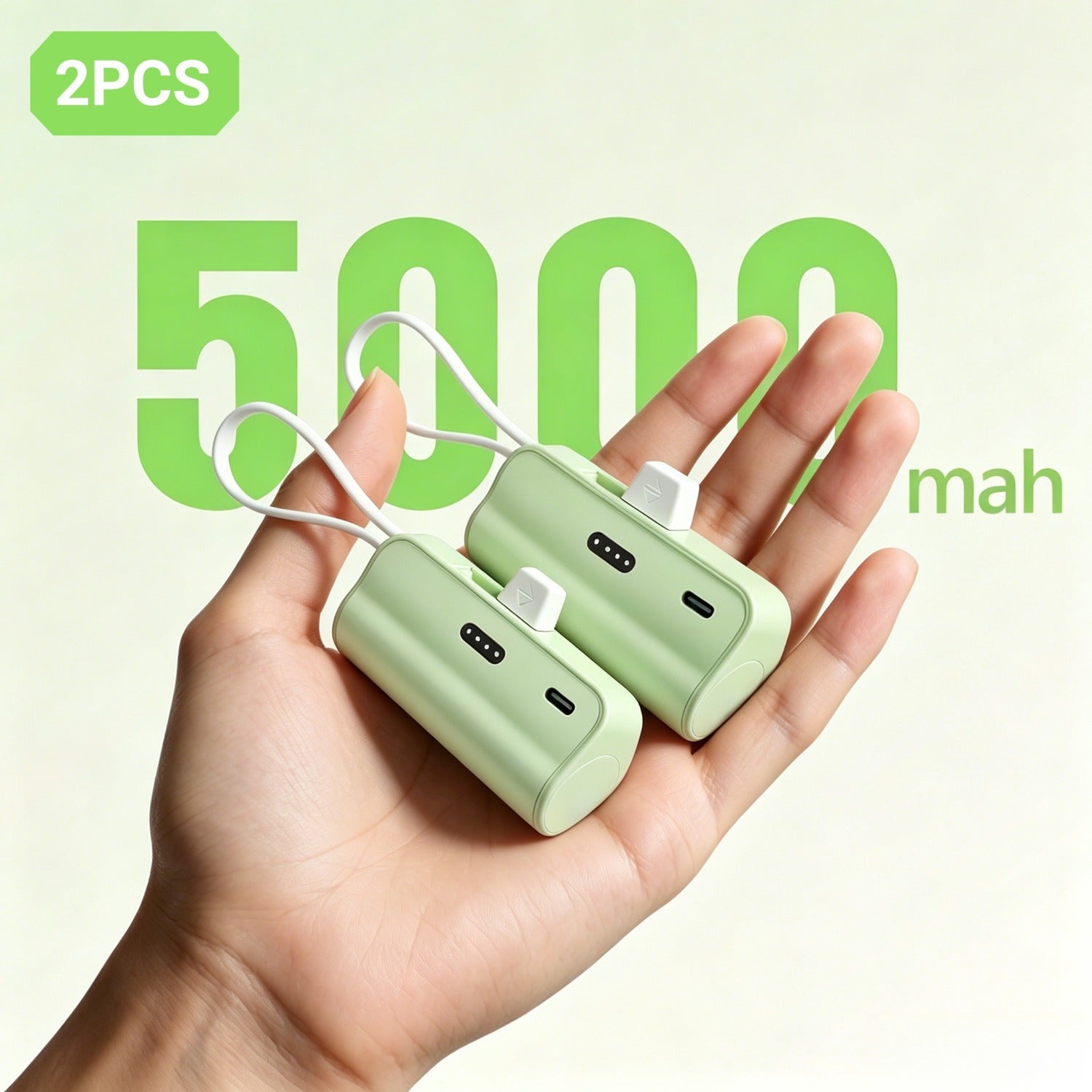Power bank para carga durante viajes y uso diario | 5000 mAh y 2 unidades