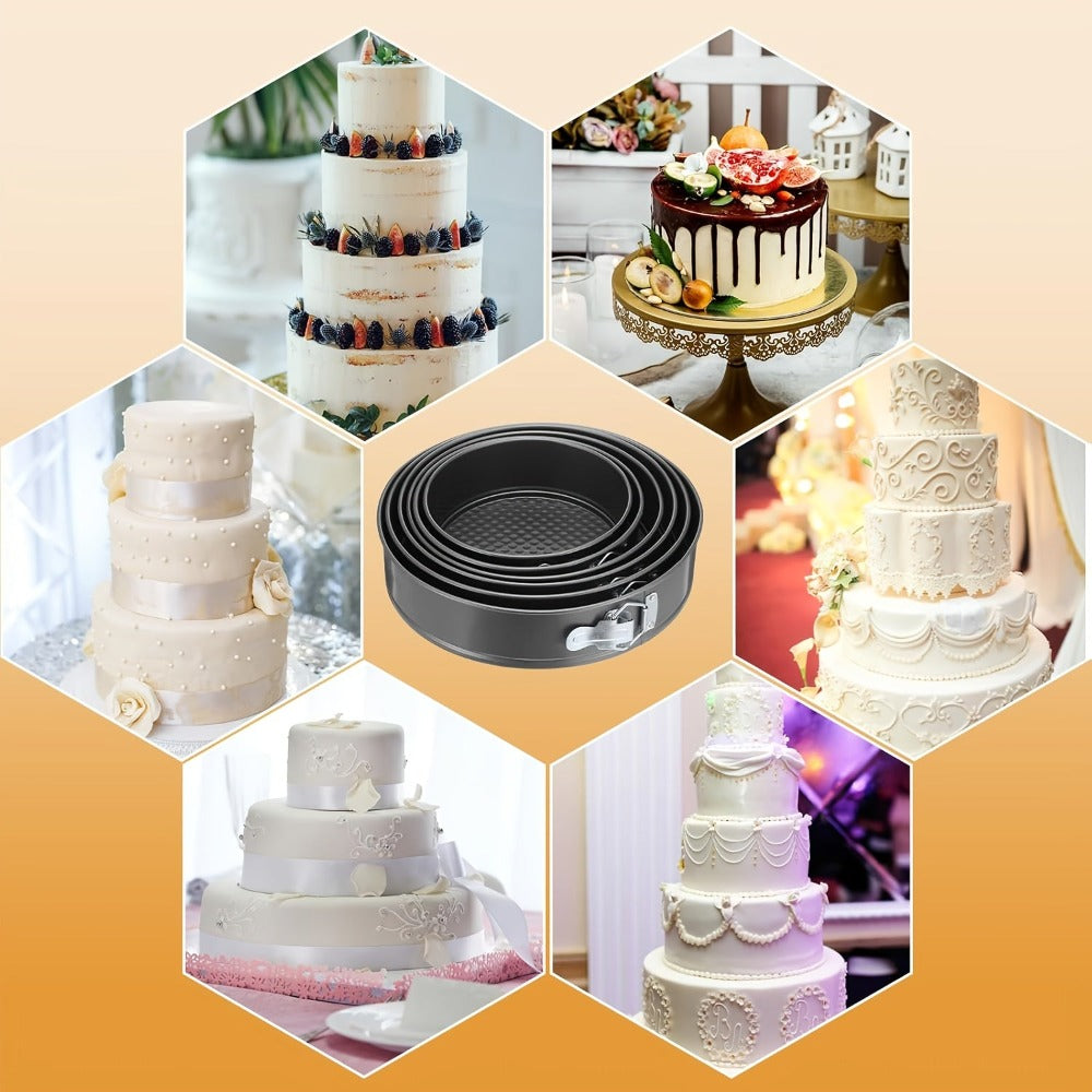 6 piezas de moldes redondos para pasteles antiadherentes con fondo desmontable - Hierro fundido durader, perfecta par chiffon cheescakes y más ideal páram Navidad Halloween Pascua Acción De Gracias varios festivales esencialess cocina moldeados accesoress