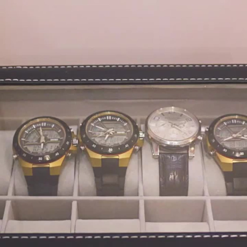 Caja de almacenamiento para relojes de 10/12 ranuras, caja de almacenamiento de doble capa, caja de almacenamiento de joyas, regalo del Día de la Madre, regalo del Día del Maestro, regalo ideal para el Día del Padre - Suministros de embalaje Jewelrynd