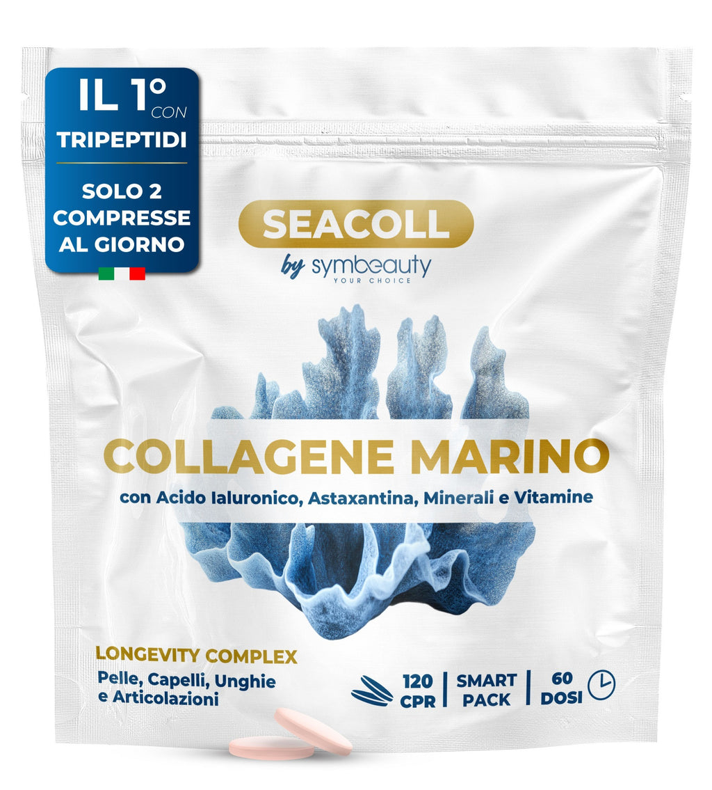 Colágeno Marino con Ácido Hialurónico [120 Cápsulas x 60 Días] Astaxantina Zinc Biotina Vitamina C | Tripeptidos de Colágeno Marino Hidrolizado para Cabello, Piel, Uñas - Complejo de Longevidad SEACOLL