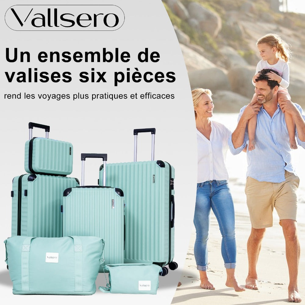 CITYSPORTS PRO Juego de Equipaje de 6 piezas, Juegos de Equipaje con Maletín de Belleza, 1 Bolso de Viaje Expandible y 1 Bolso Cultural, ABS, 4 Ruedas, Cerradura TSA