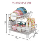 Estante de Platos de Doble Capa, Escurridor de Platos con Plato de Drenaje y Boquilla Giratoria, Estante de Platos con Organizador de Cubiertos y Portavasos - Regalo Perfecto para Mujeres, Esposa, Día de la Madre, Accesorio de Cocina