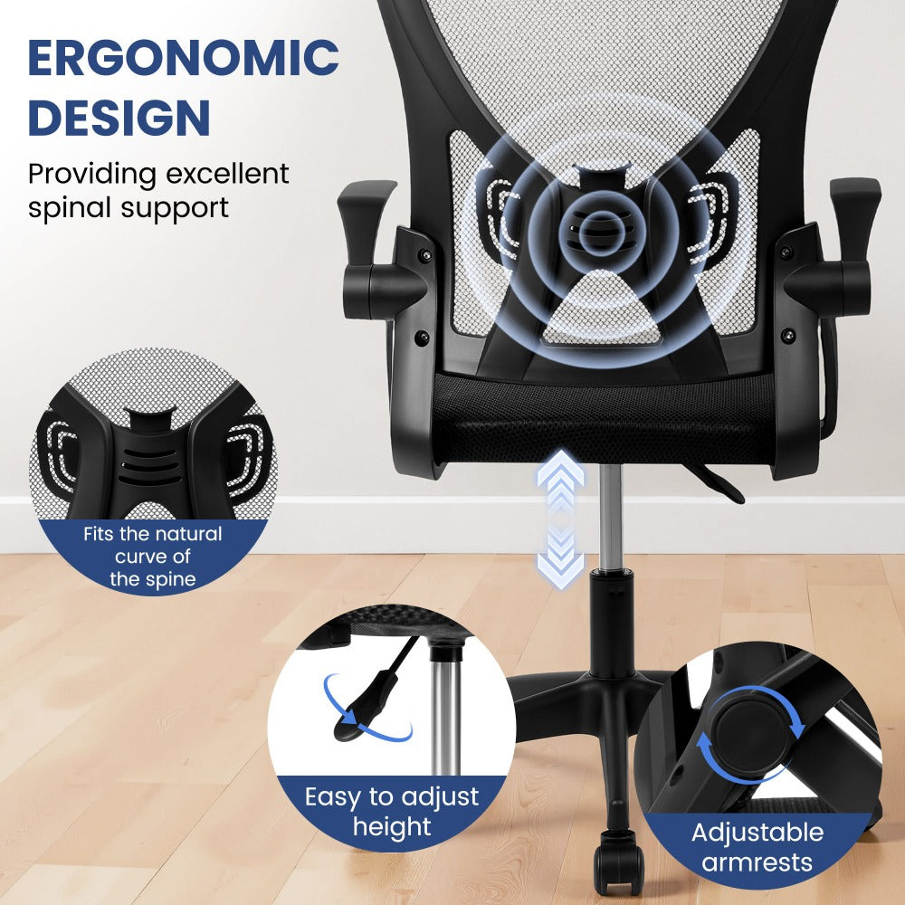 Silla de oficina ergonómica con reposacabezas y soporte lumbar, silla giratoria de escritorio con altura ajustable, silla de ordenador con respaldo de malla transpirable, reposabrazos y ruedas para oficina en casa, estudio, gaming