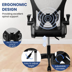 Silla de oficina ergonómica con reposacabezas y soporte lumbar, silla giratoria de escritorio con altura ajustable, silla de ordenador con respaldo de malla transpirable, reposabrazos y ruedas para oficina en casa, estudio, gaming