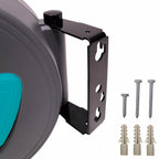 Soporte de manguera gris para pared con carrete de manguera neumático y conexión automática de 1/4''