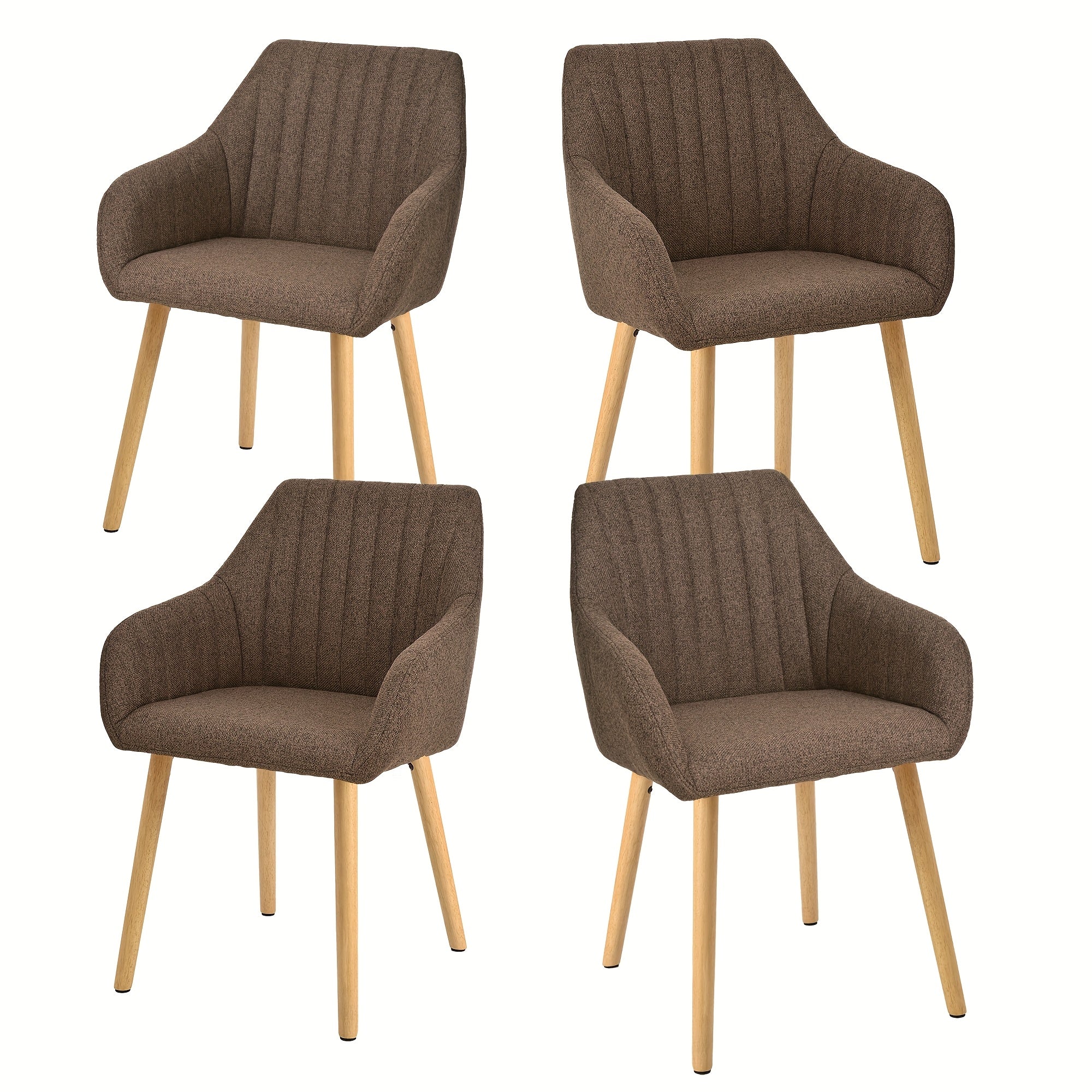Juego de 2/4/6 sillas de comedor minimalistas con cómodo respaldo, reposabrazos y patas de madera