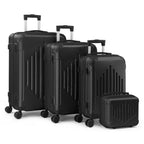 Maleta de Viaje Ligera con Protectores de Esquina, 4 piezas, Tamaño 12/ 20/ 24/ 28 Pulgadas, Carcasa Rígida Duradera, Ruedas Giratorias 360, Gran Capacidad Multifuncional