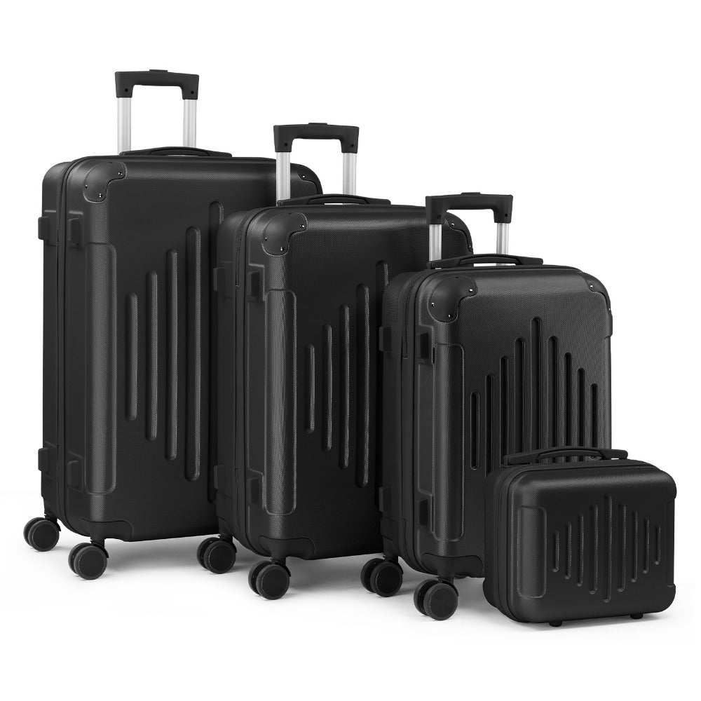 Maleta de Viaje Ligera con Protectores de Esquina, 4 piezas, Tamaño 12/ 20/ 24/ 28 Pulgadas, Carcasa Rígida Duradera, Ruedas Giratorias 360, Gran Capacidad Multifuncional