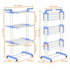 Tendedero de ropa, 4 Niveles Tendederos Plegables Vertical con Ruedas Amplio Espacio de Secado Tendederos, Acero Inoxidable Tendal para Exterior y Interiores