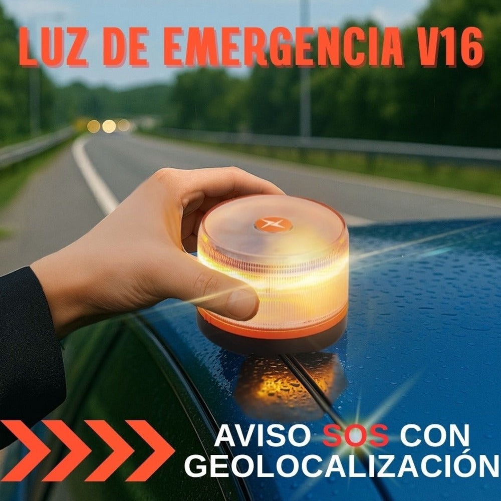 Luz Emergencia Coche Homologado DGT, con SIM y Datos Pagados hasta 2038, Baliza v16 Homologada dgt con Geolocalizador, Obligatoria enero 2026, Luz v16 con Geolocalización 3.0, Aprobada por DGT, Modelo 6LR61