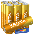 Pilas | Pilas AA Alcalinas de Alto Rendimiento, VARTA Longlife, Ultra Larga Duración, Energía Continua, Ideal para Controles Remotos, Juguetes